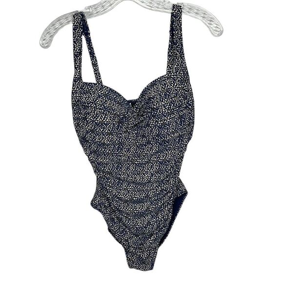 Bond-Eye Australia Nip Tuck Tummy Control Navy/Gold Bathing Suit. Size 12. - Picture 1 of 13